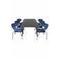 Dipp ruokapöytä - 180 * 90 cm - musta / musta messinki, nuolinojatuoli - mustat jalat - Blue Velvet_6