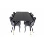 Dipp Dining Table - 180*90cm - Black / Black Brass, Velvet Dining Chair - Black Flower fabric_6