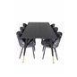 Dipp Dining Table - 180*90cm - Black / Black Brass, Velvet Dining Chair - Black Flower fabric_6