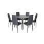 Dipp Dining Table - 115cm - Black Veneer / All black legs , Slim High Back Dining Chair - Black Legs - Black PU_6