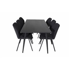 Dipp Dining Table - 180*90cm - Black Veneer / all black legs , Gemma Dining Chair - Black Legs - Black Fabric_6