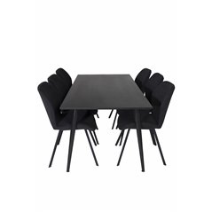 Dipp Dining Table - 180*90cm - Black Veneer / all black legs , Gemma Dining Chair - Black Legs - Black Fabric_6