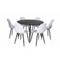 Dipp Dining Table - 115cm - Black Veneer / All black legs , Polar Plastic Dining Chair - Black Legs / White Plastic_6