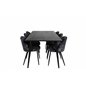 Dipp Dining Table - 180*90cm - Black Veneer / all black legs , Velvet Dining Chair - Black Flower fabric_6