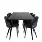 Dipp Dining Table - 180*90cm - Black Veneer / all black legs , Velvet Dining Chair - Black Flower fabric_6