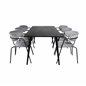 Dipp Dining Table - 180*90cm - Black Veneer / all black legs , Arrow armchair - Black Legs - Grey Velvet_6