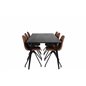 Dipp Dining Table - 180*90cm - Black Veneer / all black legs , Polar Dining Chair with Spin function - black Legs - Brown PU - W