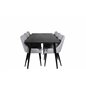 Dipp Dining Table - 180*90cm - Black Veneer / all black legs , Plaza Dining chair - Black legs - Light Grey Fabric_6