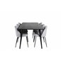 Dipp ruokapöytä - 180 * 90 cm - musta viilu / täysin mustat jalat, wrinkles ruokapöydän tuoli - mustat jalat - harmaa Velvet_6