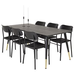 Dipp Dining Table - 180*90cm - Black / Black Brass, Polly Dining Chair - Black / Black_6