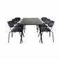 Dipp Dining Table - 180*90cm - Black Veneer / all black legs , Arrow armchair - Black Legs - Black Flower printed Fabric_6