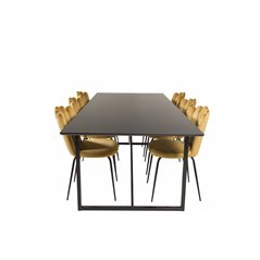 Palace Dining Table - 240*100*H75 - Black / Black, Limhamn Light - Chair - Gold Velvet_6