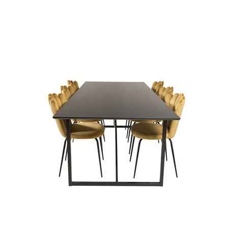 Palace Dining Table - 240*100*H75 - Black / Black, Limhamn Light - Chair - Gold Velvet_6