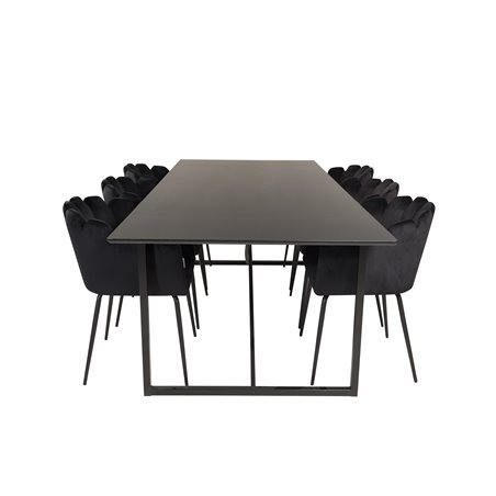 Palace Dining Table - 240*100*H75 - Black / Black, Limhamn - Chair - Black Velvet_6