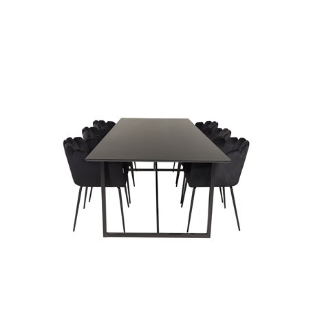 Palace Dining Table - 240*100*H75 - Black / Black, Limhamn - Chair - Black Velvet_6