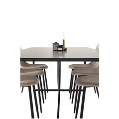 Palace Dining Table - 240*100*H75 - Black / Black, Polar Dining Chair- Black legs / Beige Velvet (ersätter 19902-880)_6