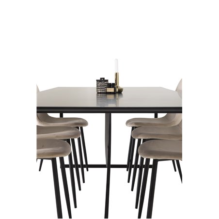 Palace Dining Table - 240*100*H75 - Black / Black, Polar Dining Chair- Black legs / Beige Velvet (ersätter 19902-880)_6