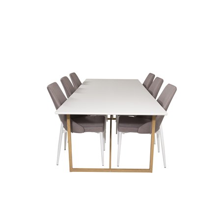 Palace Dining Table - 240*100*H75 - White / Oak, Leone 2,0 Dining Chair - Grey / White_6