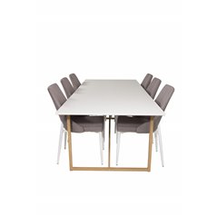 Palace Dining Table - 240*100*H75 - White / Oak, Leone 2,0 Dining Chair - Grey / White_6