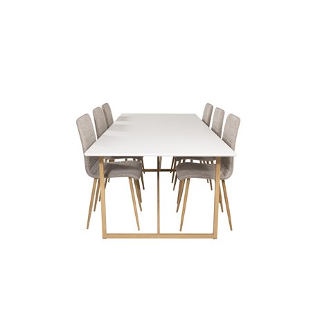 Palace Dining Table - 240*100*H75 - White / Oak, Windu Lyx Dining Chair - Light Grey / Oak_6