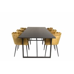 Palace Dining Table - 240*100*H75 - Black / Black, Limhamn - Chair - Gold Velvet_6