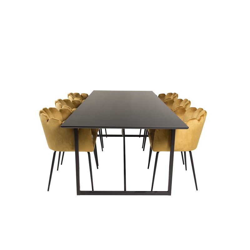 Palace Dining Table - 240*100*H75 - Black / Black, Limhamn - Chair - Gold Velvet_6