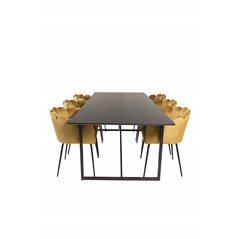 Palace Dining Table - 240*100*H75 - Black / Black, Limhamn - Chair - Gold Velvet_6