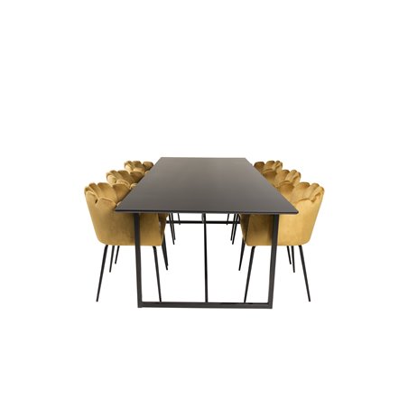 Palace Dining Table - 240*100*H75 - Black / Black, Limhamn - Chair - Gold Velvet_6