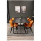 Palace Dining Table - 240*100*H75 - Black / Black, Velvet Dining Chair - Orange / Black_6