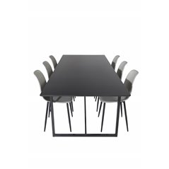 Palace Dining Table - 240*100*H75 - Black / Black, Polar Plastic Dining Chair - Black Legs / Grey Plastic_6