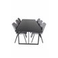 Palace Dining Table - 240*100*H75 - Black / Black, Gemma Dining Chair - Black Legs - Grey Fabric_6