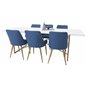 Palace Spisebord - 240 * 100 * H75 - Hvid / Eg, Pla za Spisestuestol - Blue / Eg_6