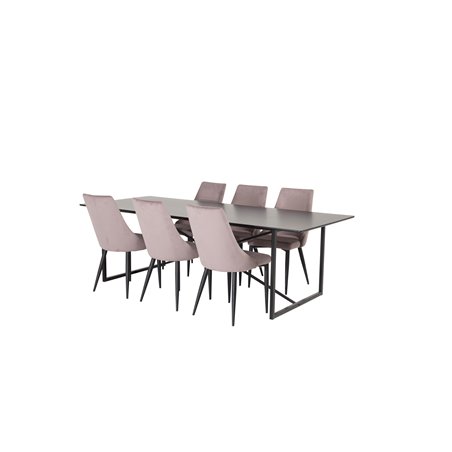 Palace Dining Table - 240*100*H75 - Black / Black, Leone Dining Chair - Pink / Black_6