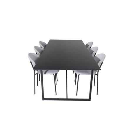 Palace Dining Table - 240*100*H75 - Black / Black, Vault Dining Chair - Black Legs - Grey Fabric_6