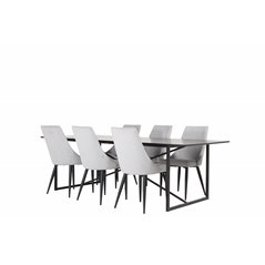 Palace Dining Table - 240*100*H75 - Black / Black, Leone Dining Chair - Grey / Black_6