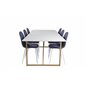 Palace Dining Table - 240*100*H75 - White / Oak, Polar Dining Chair - White Legs - Blue Fabric_6