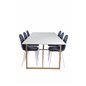 Palace Dining Table - 240*100*H75 - White / Oak, Polar Dining Chair - White Legs - Blue Fabric_6