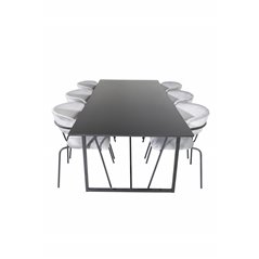 Palace Dining Table - 240*100*H75 - Black / Black, Arrow armchair - Black Legs - Grey Velvet_6