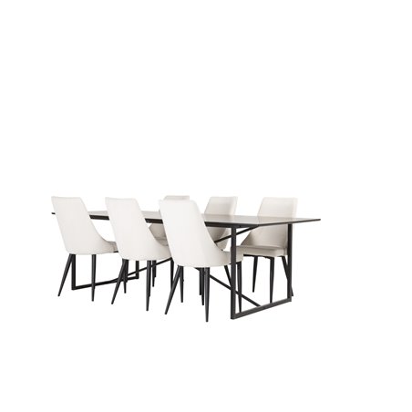 Palace Dining Table - 240*100*H75 - Black / Black, Leone Dining Chair - Beige / Black_6