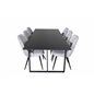 Palace Dining Table - 240*100*H75 - Black / Black, Velvet Deluxe Dining Chair - Black Legs - Light Grey Fabric_6