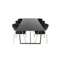 Palace Dining Table - 240*100*H75 - Black / Black, Arrow armchair - Brass Legs - Black Velvet_6