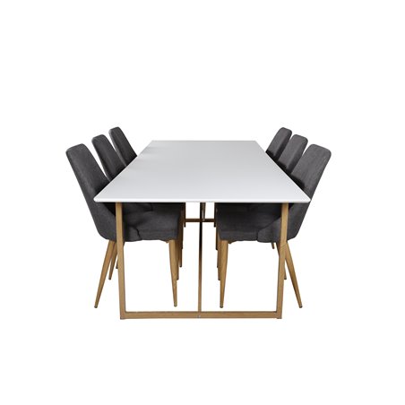 Palace Dining Table - 240*100*H75 - White / Oak, Leone Dining Chair - Dark Grey / Oak_6