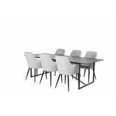 Palace Dining Table - 240*100*H75 - Black / Black, Comfort Dining Chair - Grey / Black _6