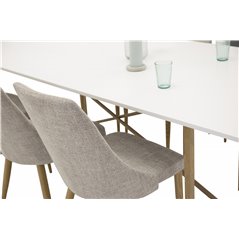 Palace Dining Table - 240*100*H75 - White / Oak, Leone Dining Chair - Light Grey / Oak_6