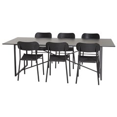 Palace Dining Table - 240*100*H75 - Black / Black, Polly Dining Chair - Black / Black_6