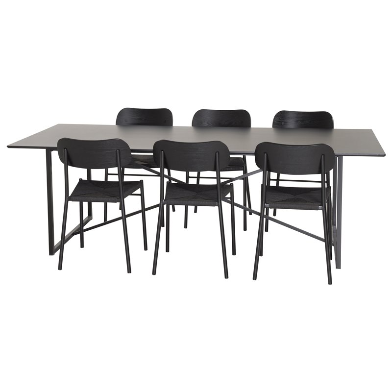 Palace Dining Table - 240*100*H75 - Black / Black, Polly Dining Chair - Black / Black_6