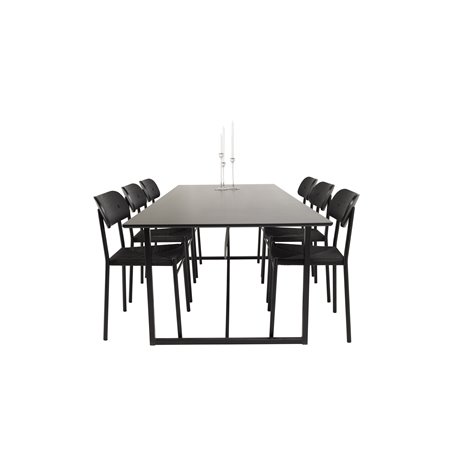 Palace Dining Table - 240*100*H75 - Black / Black, Polly Dining Chair - Black / Black_6