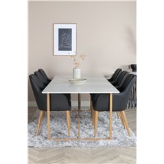 Palace Dining Table - 240*100*H75 - White / Oak, Comfort Dining Chair - Black / Oak_6