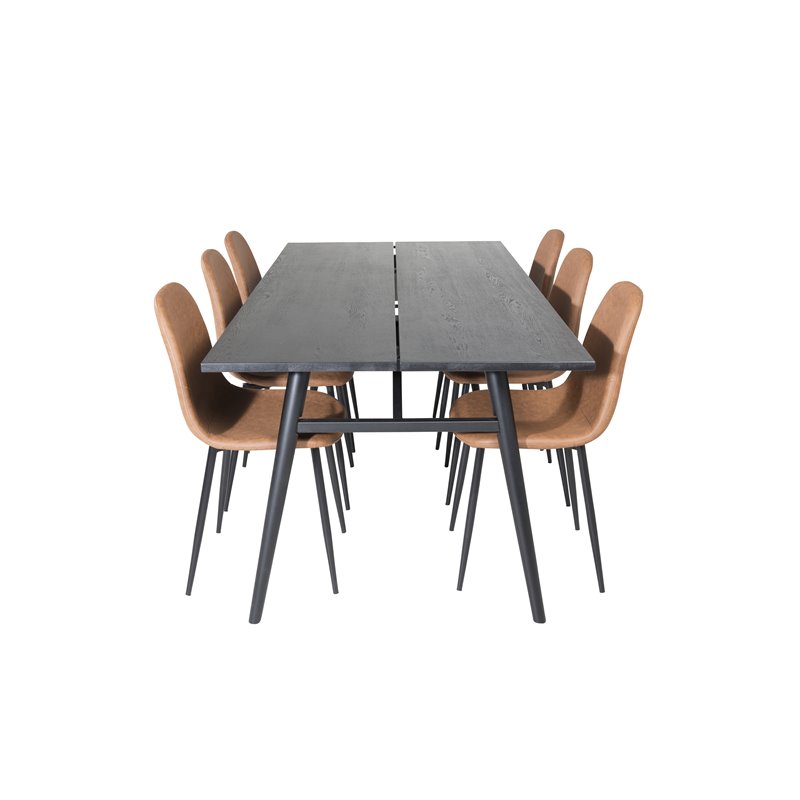 Sleek Extentiontable Black Brushed - 195*95, Polar Dining Chair - Brown / Black _6