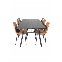 Sleek Extentiontable Black Brushed - 195*95, Polar Dining Chair - Brown / Black _6